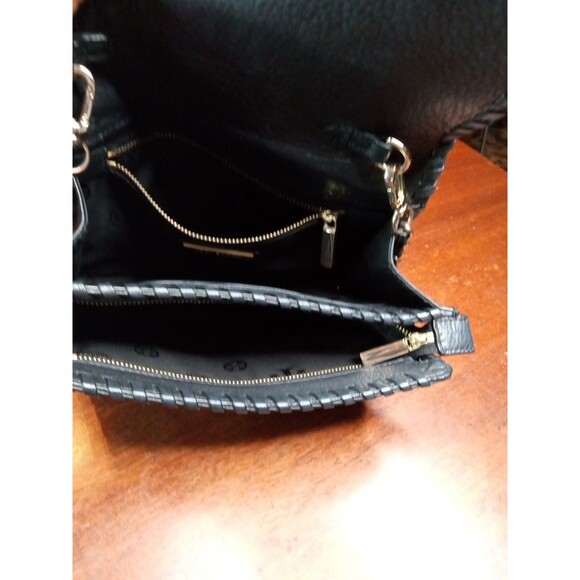 Tory Burch Marion Combo Black Leather Whipstitch Crossbody Bag W Gold Details - Picture 10 of 13